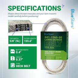 [Lifetime Warranty] 041-1560-00 Deck Belt - for 54-inch Deck Bad Boy MZ Magnum ZT Elite Maverick HD CZT Magnum Series 54" Zero Turn Mowers - Replaces 041156000 | 5/8" x 155.6" thumbnail 1