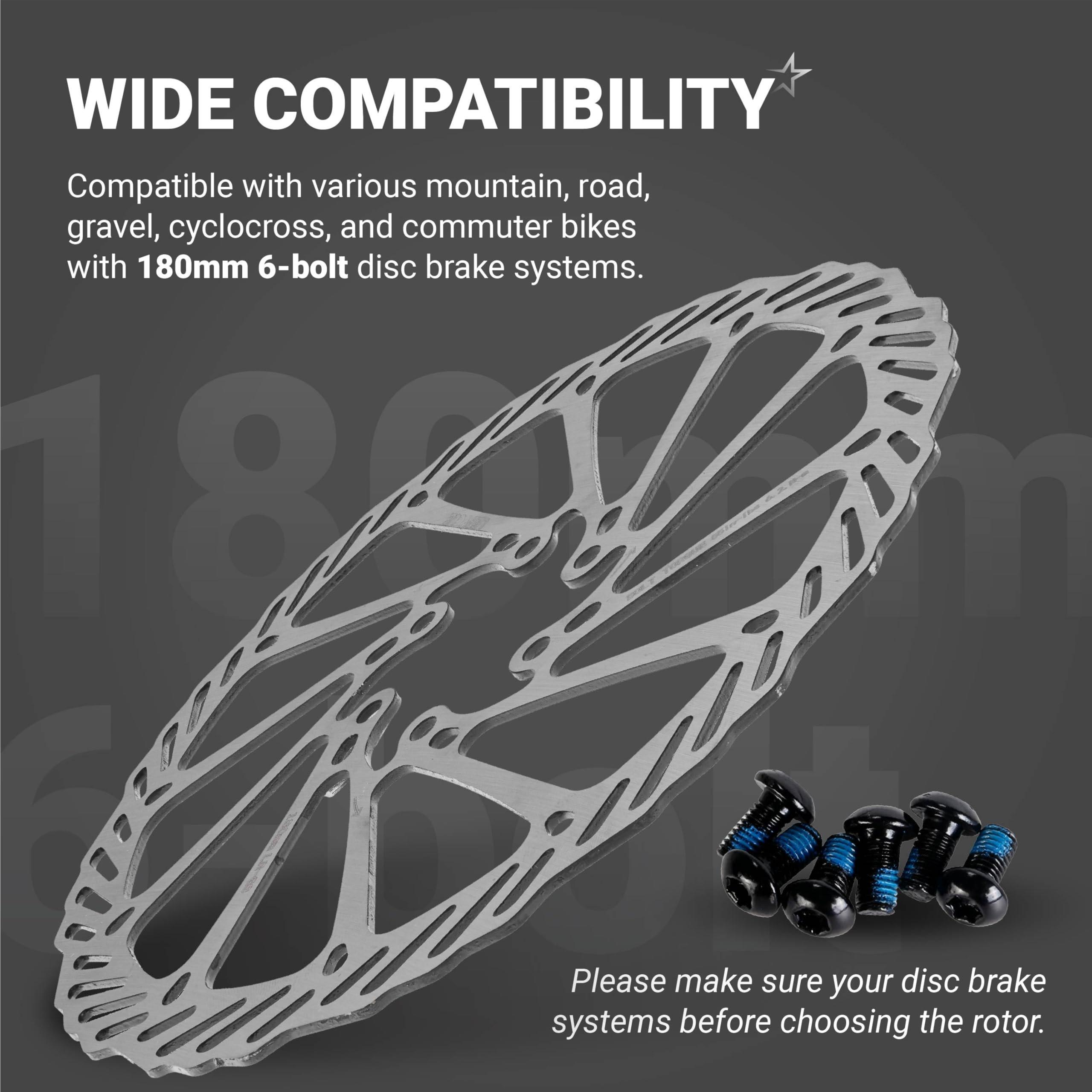 [Lifetime Warranty] 180mm Disc Brake Rotor Stainless Steel Bike Disc Brake Rotor with 6 Bolts - Fit for Road Bike Mountain Bike MTB BMX image 7