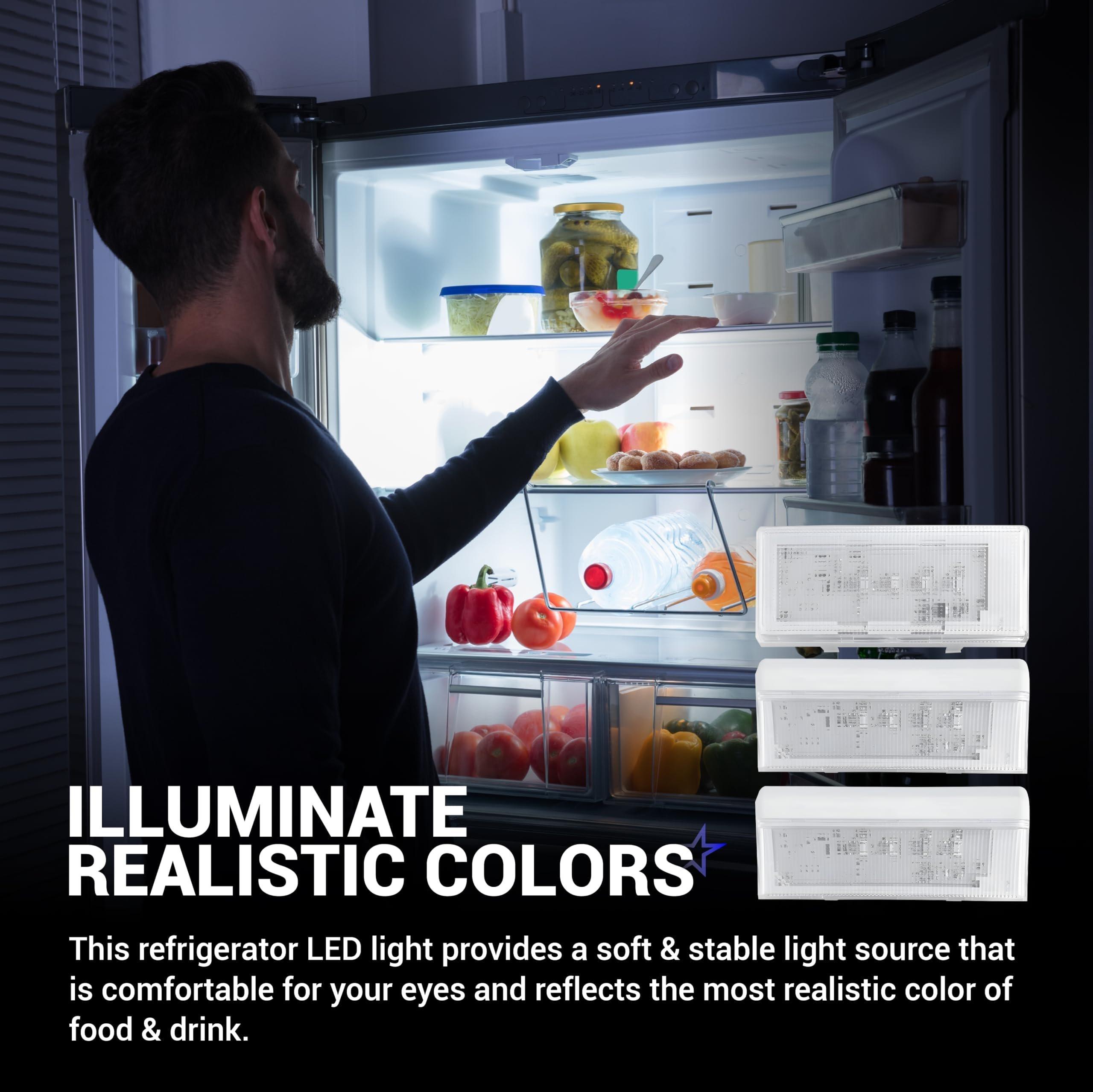 [Lifetime Warranty] 2 PCS W10515057 & 1 PCS W10515058 Refrigerator LED Light - Compatible with Whirlpool WRS322FDAB00 WRS322FDAB01 Kenmore 10651729410 10641129211 Maytag MSB27C2XAM00 MSB27C2XAW00 Refrigerator image 2