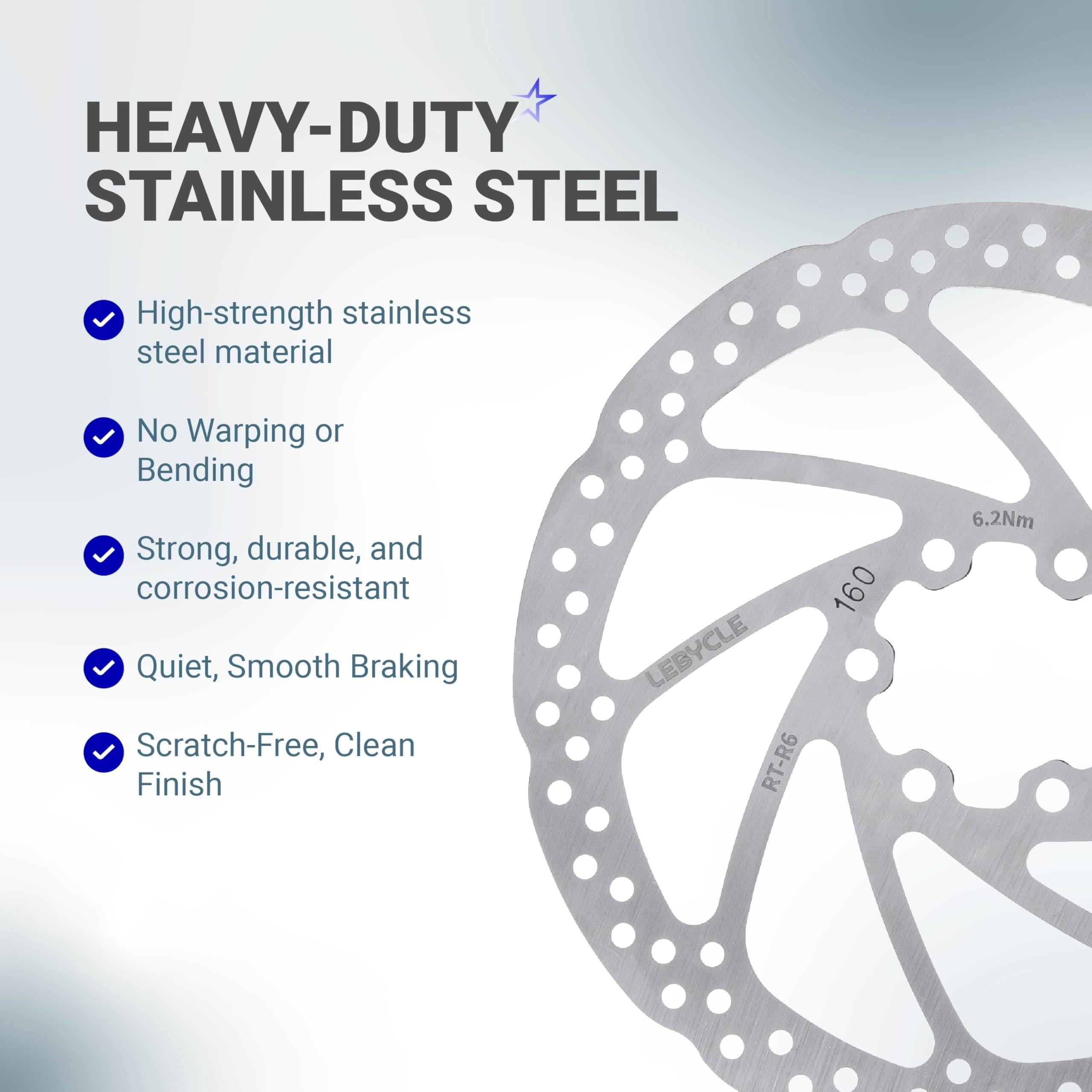 [Lifetime Warranty] 160mm Disc Brake Rotor Stainless Steel Bike Disc Brake Rotor with 6 Bolts - Fit for Road Bike Mountain Bike MTB BMX - Pack of 2 image 3