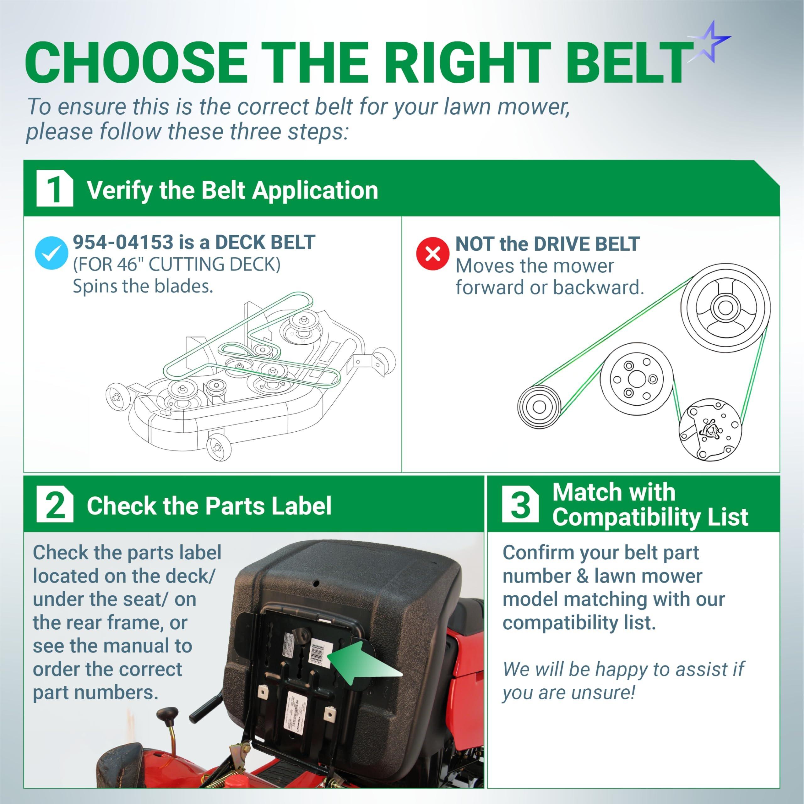 [Lifetime Warranty] 954-04153 Deck Belt - for 46-inch Cub Cadet LT1045 LT1046 i1046 Z-Force S46 - Replaces 754-04153 954-04153A 754-04153A OCC-754-04153 Lawn Mower | 1/2” x 122” image 3