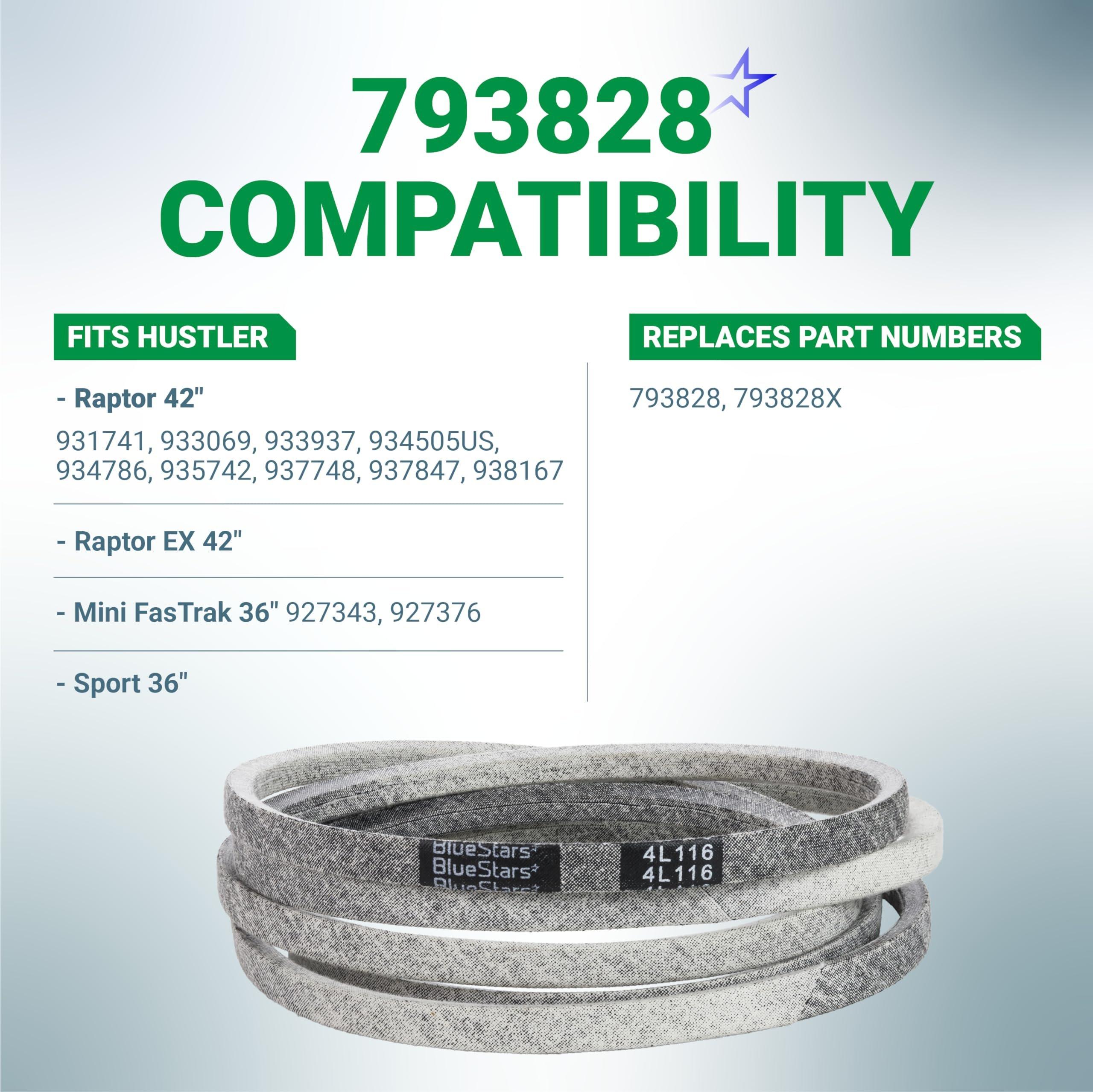 [Lifetime Warranty] 793828 793828X Deck Belt - for 42-inch Hustler Raptor 931741 933069 933937 934505US Mini FasTrak 927343 927376 Sport Mower | 1/2” x 116” image 2