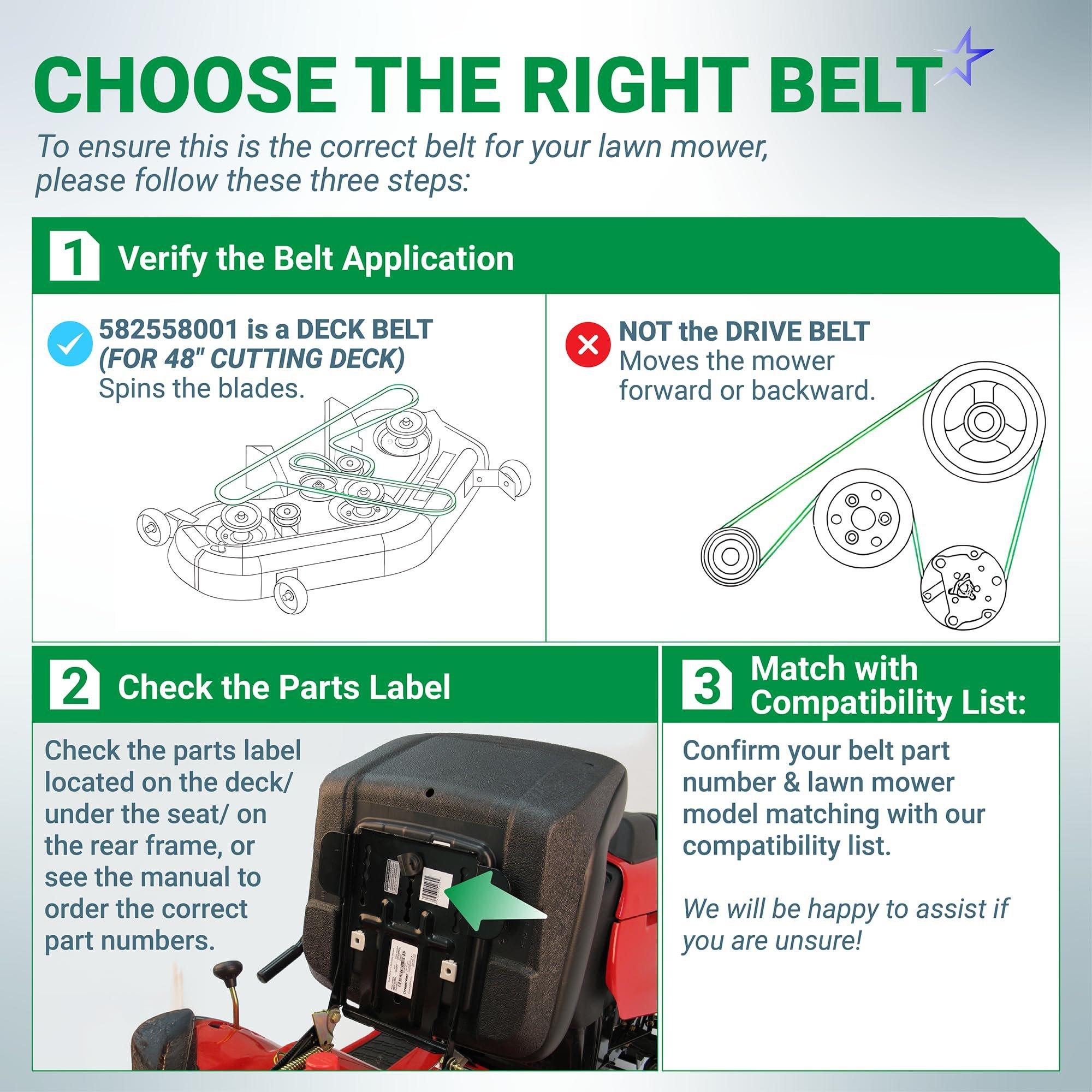 [Lifetime Warranty] 582558001 Deck Belt Replacement for 48 Inch Deck Husqvarna Z248F 48" Zero-Turn Mowers RedMax RZT48 Jonsered Z48F | Aramid Cord | 5/8" x 147.5" image 3