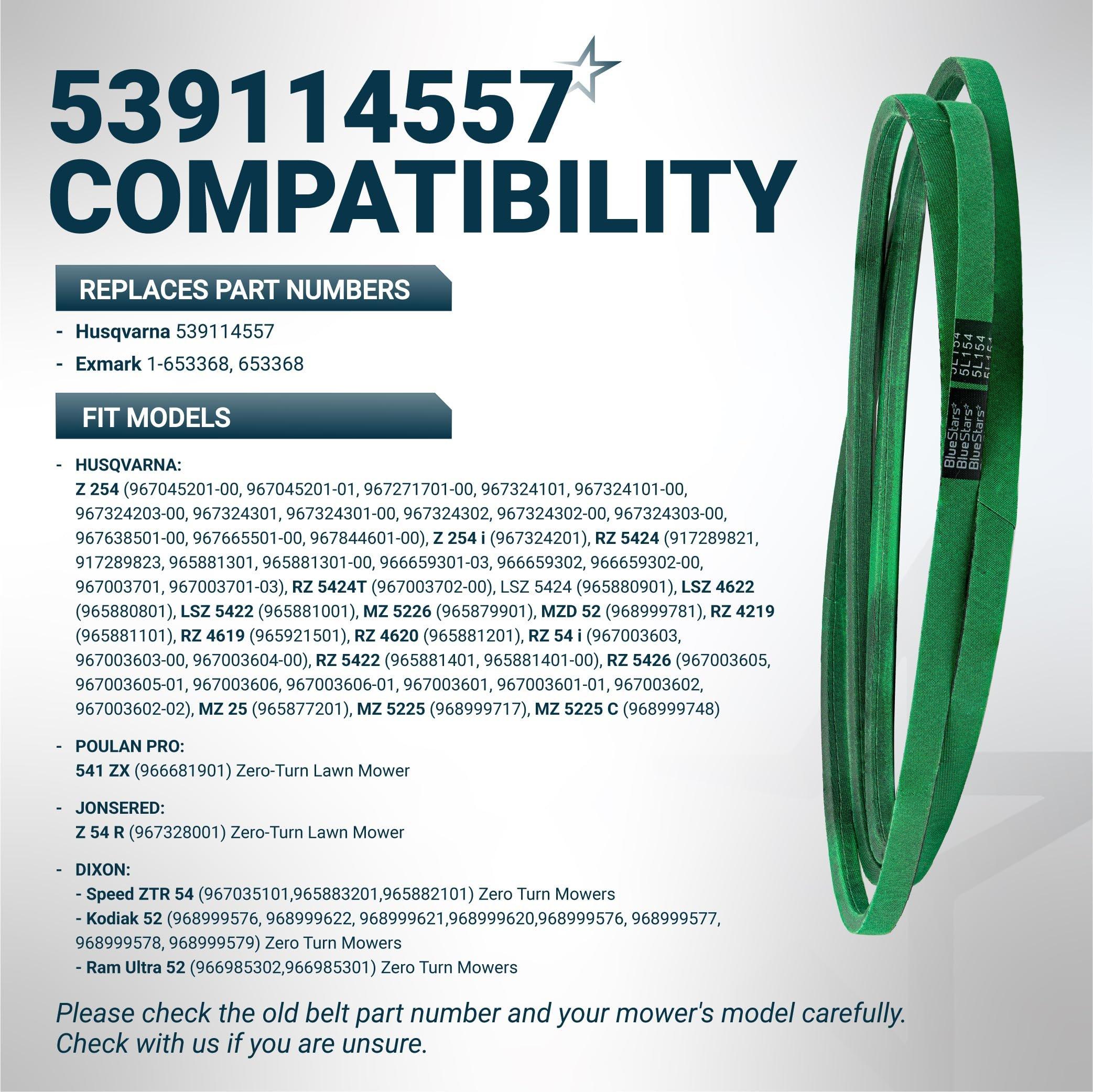 [Upgraded Grip120] BlueStars 539114557 Deck Belt for 52" 54" Deck Husqvarna Z254 RZ5424 Z5426 Poulan Jonsered Dixon Zero Turn Mowers - Replaces 539114557 1-653368 653368 | Aramid Cord | 5/8" x 154" image 5