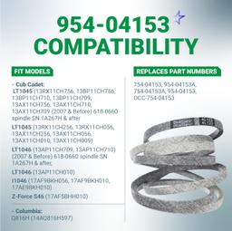 [Lifetime Warranty] 954-04153 Deck Belt - for 46-inch Cub Cadet LT1045 LT1046 i1046 Z-Force S46 - Replaces 754-04153 954-04153A 754-04153A OCC-754-04153 Lawn Mower | 1/2” x 122” thumbnail 2