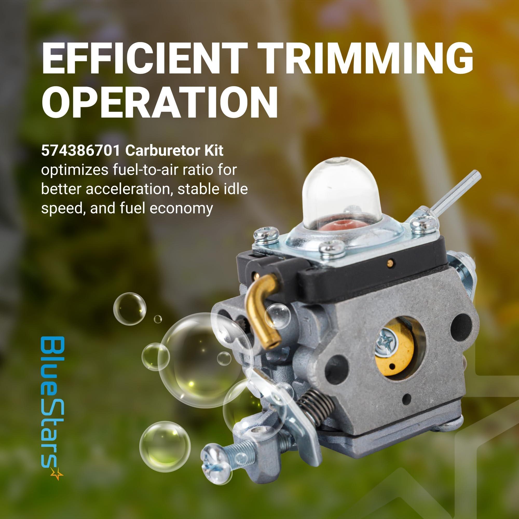 [Lifetime Warranty] 574386701 Carburetor - Compatible with Husqvarna 122LK 122LD 122LDX 122C WeedEater 2-Cycle 22cc Gas String Trimmer 581734301 with Adjustment Tool Air Fuel Filter image 1