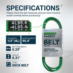 [Lifetime Warranty] [Upgraded Grip120] 144959 Deck Belt - for 42 Inch Deck Craftsman LT1000 LT2000 LT3000 DLT3000 DYT4000 Husqvarna Poulan AYP Ariens Mowers - Replaces 532144959 532138255 | 95.4" thumbnail 1