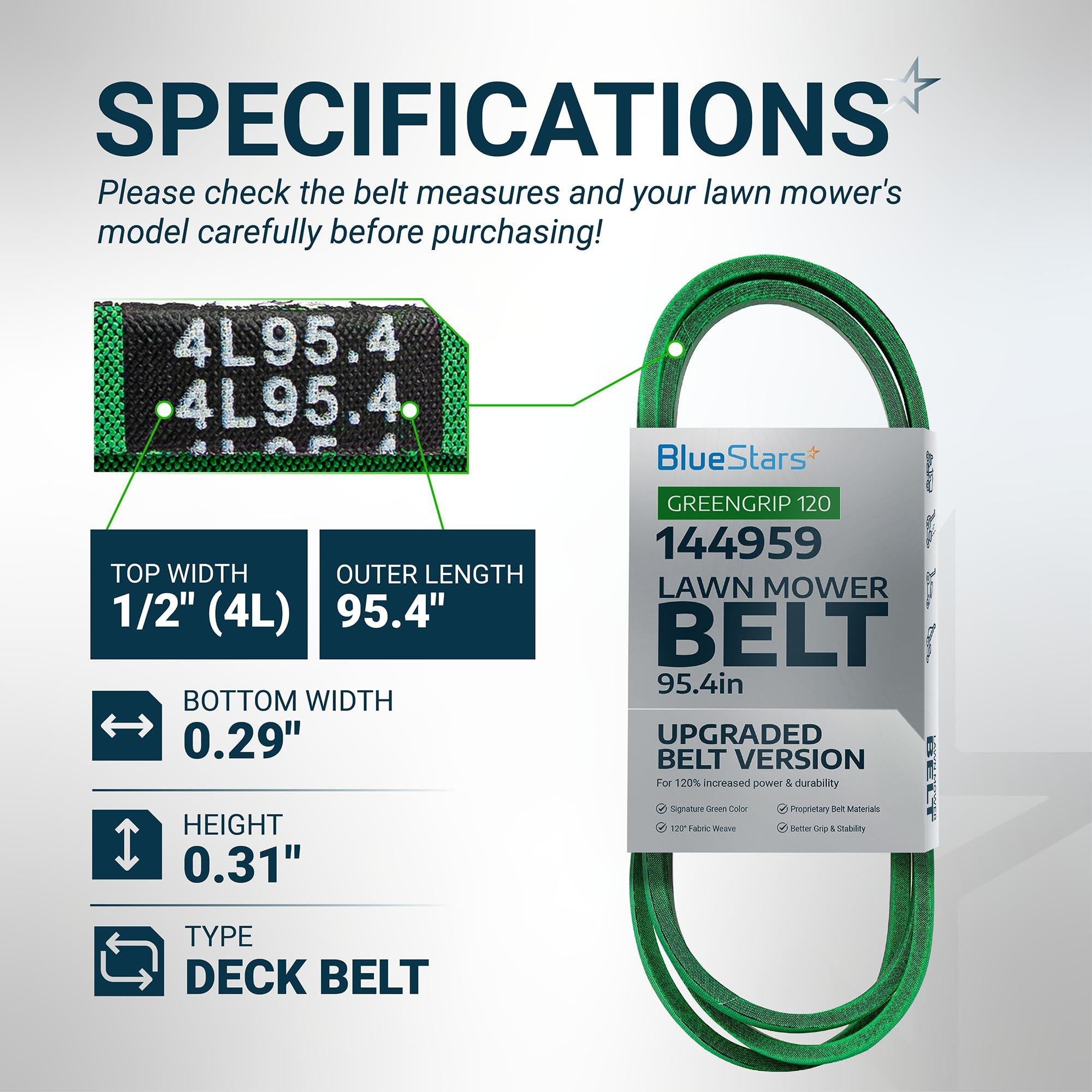 [Lifetime Warranty] [Upgraded Grip120] 144959 Deck Belt - for 42 Inch Deck Craftsman LT1000 LT2000 LT3000 DLT3000 DYT4000 Husqvarna Poulan AYP Ariens Mowers - Replaces 532144959 532138255 | 95.4" image 1