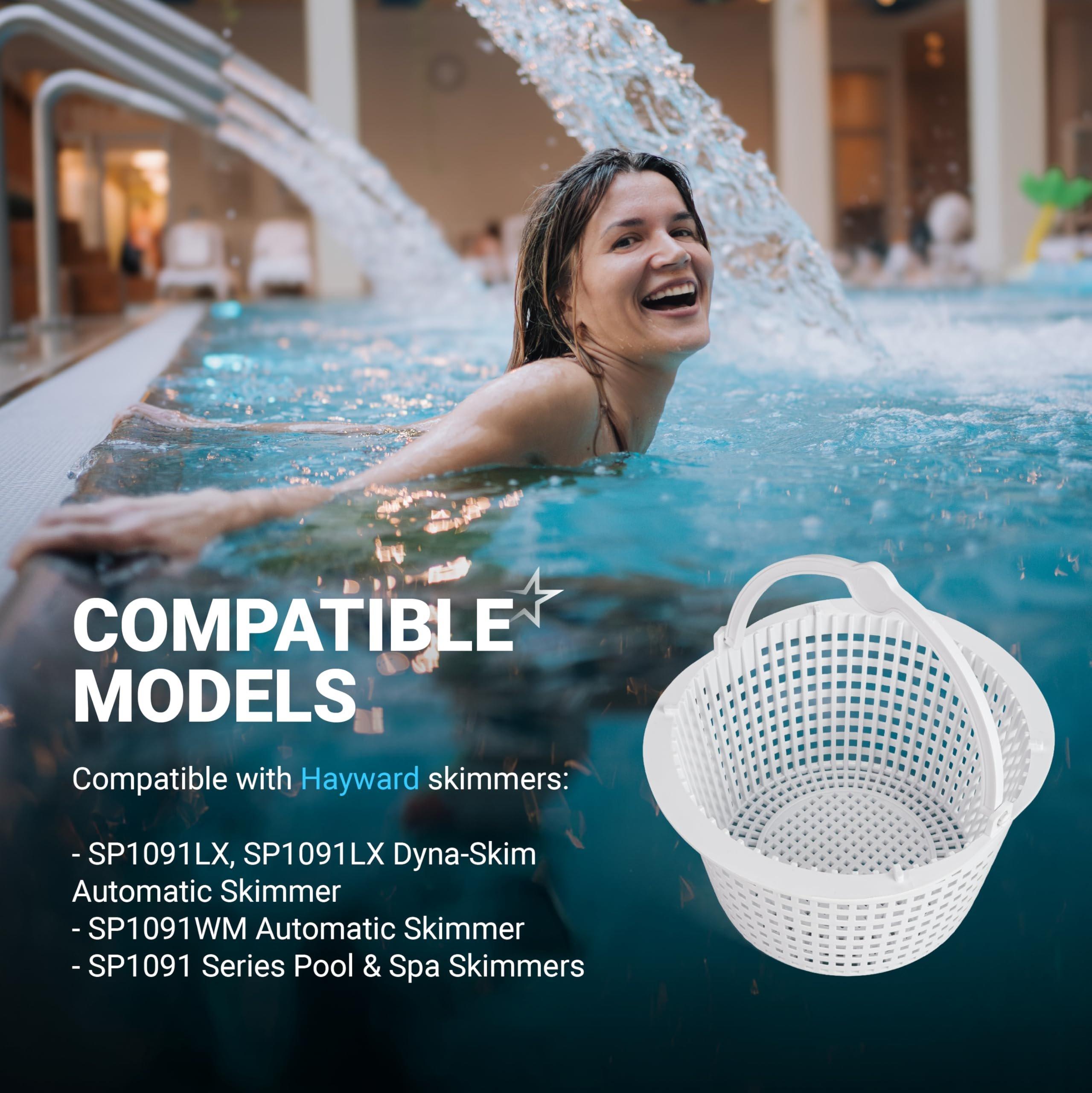 [Lifetime Warranty] SPX1091C Skimmer Basket with Handle for Hayward Automatic Skimmers SP1091WM SP1091LX, Dyna-Skim Pool Filter Strainer Basket Replacement, fits Pentair HydroSkim 513330 - Pack of 2 image 4