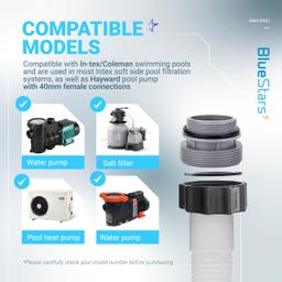 [Lifetime Warranty] 4560 Conversion Adapters Kit - Compatible with Intex Hayward Coleman, Filter Hose Conversion Kit 40mm to 1 1/2 Inch Pool Hose Adapter Fitting, Above Ground Pool Pump Connector - Pack of 4 thumbnail 9