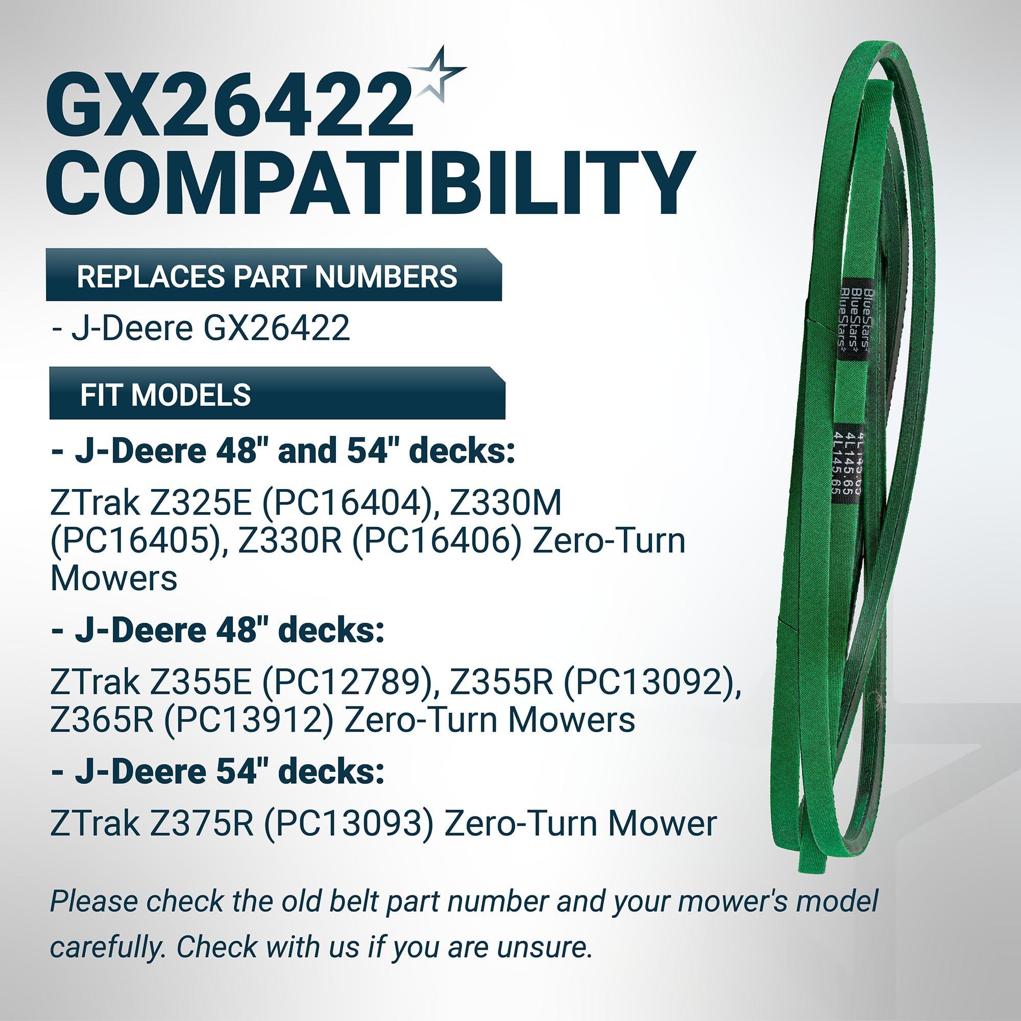 [Lifetime Warranty] [Upgraded Grip120] GX26422 Mower Deck Belt - Compatible with John Deere Z355E Z375R Z325E Z355R Z330M Z330R Z365R ZTrak Zero Turn Mowers | 1/2" x 145.65" image 5