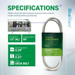 [Lifetime Warranty] 125907X 532125907 193214 Deck Belt - for 38" Deck Craftsman Husqvarna AYP Dixon Jonsered Poulan - Replaces 105732X 120302X 21546076 M79204 532193214 Mower Deck Belt | 1/2 x 90 thumbnail 1