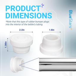 [Lifetime Warranty] Pool Ladder Bumpers for Inground Pool - Rubber Pool Ladder End Caps fit 1.9" Standard Tubing - White Inside Plug Protective Bumper Pool Step Covers, Inground Pool Ladder - Pack of 4 thumbnail 2