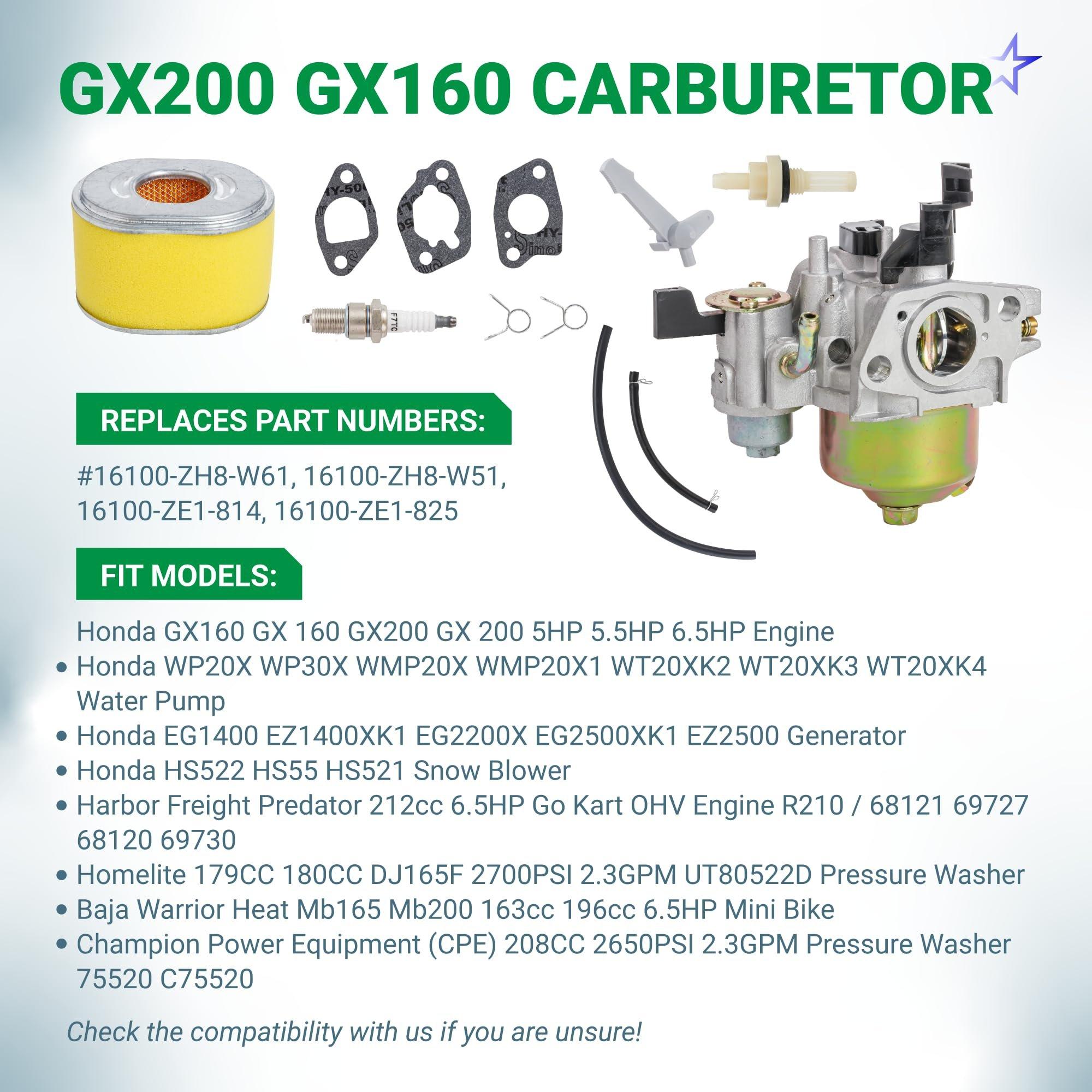 [Lifetime Warranty] GX200 GX160 Carburetor - Compatible with Honda GX 160 GX 200 5.5HP 6.5HP OHV Engine Predator 212cc 69730 60363 69727 Pressure Washer - Replaces 16100-ZH8-W61 16100-ZE1-814 16100-ZE1-825 image 4