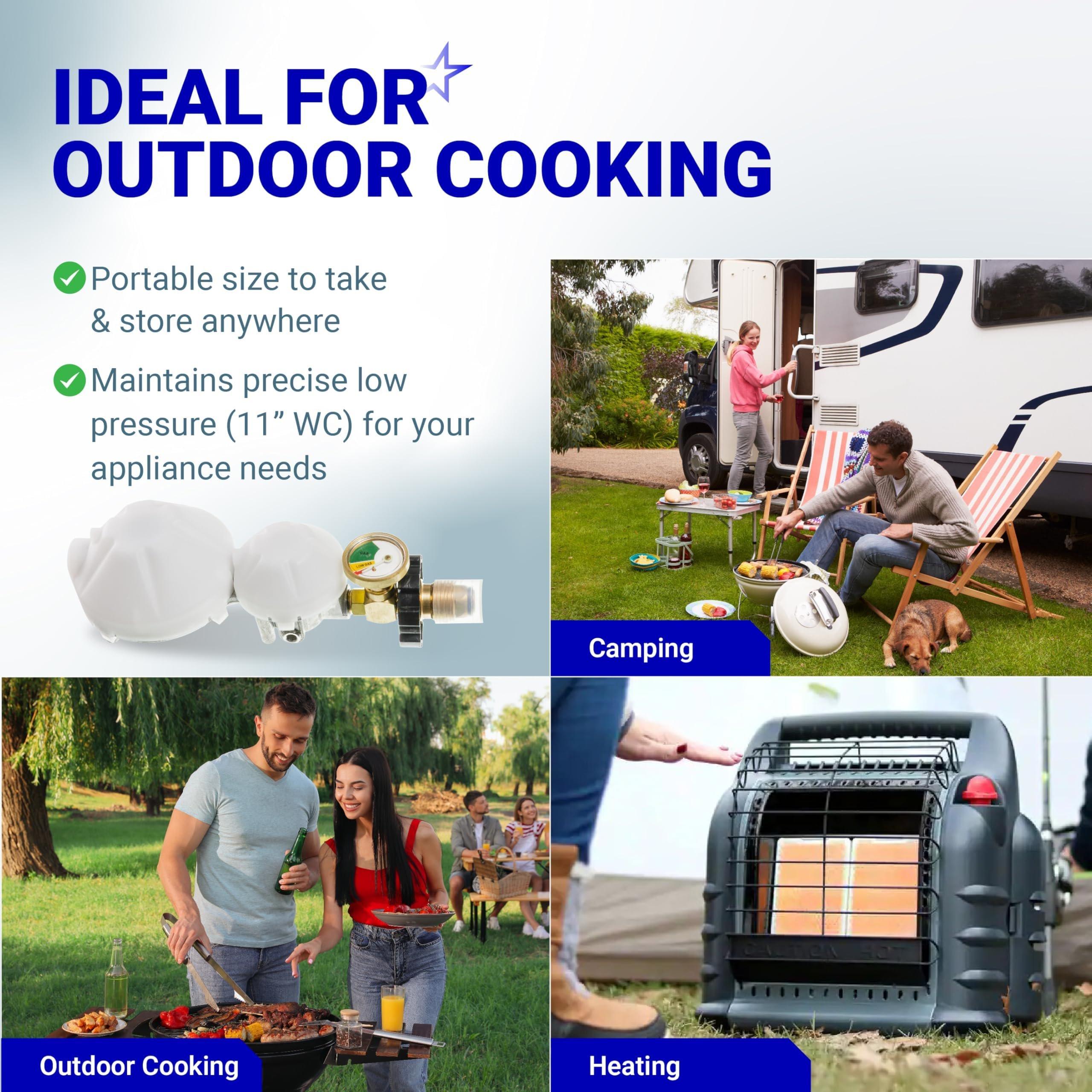 [Lifetime Warranty] [CSA Certified] 2 Stage Propane Regulator with Gauge & POL - Standard P.O.L Connection for 20–100lb Tank and 3/8in Female Flare for RV Camper Grill Heater Generator - Propane Tank Regulator image 7