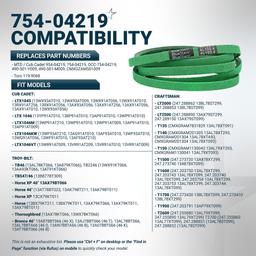 [Lifetime Warranty] [Upgraded Grip120] 754-04219 954-04219 Mower Deck Belt for 46 Inch Deck Cub Cadet LTX 1045 LTX 1046 Troy Bilt Horse XP Bronco Craftsman T1600 T140 | 1/2" x 103.4" thumbnail 5