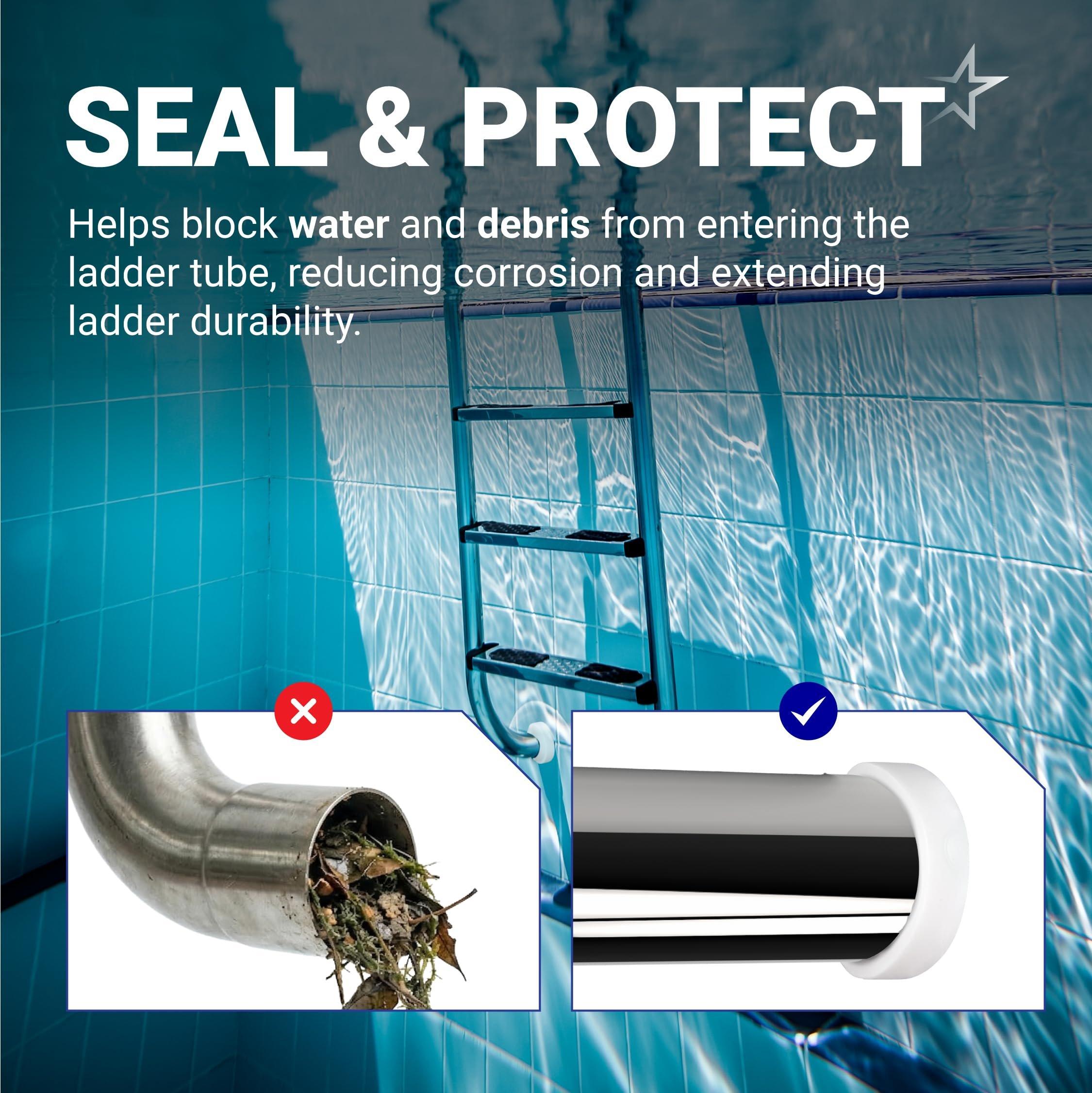 [Lifetime Warranty] Pool Ladder Bumpers for Inground Pool - Rubber Pool Ladder End Caps fit 1.9" Standard Tubing - White Inside Plug Protective Bumper Pool Step Covers, Inground Pool Ladder - Pack of 4 image 5