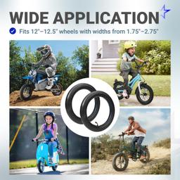 [Lifetime Warranty] 12/12.5 x 1.75/2.25 Inner Tubes with Bent Valve - Heavy-Duty 2mm Butyl Rubber - Replacement for Electric Scooters E-Bike Bicycle Tires - Pack of 2 thumbnail 2
