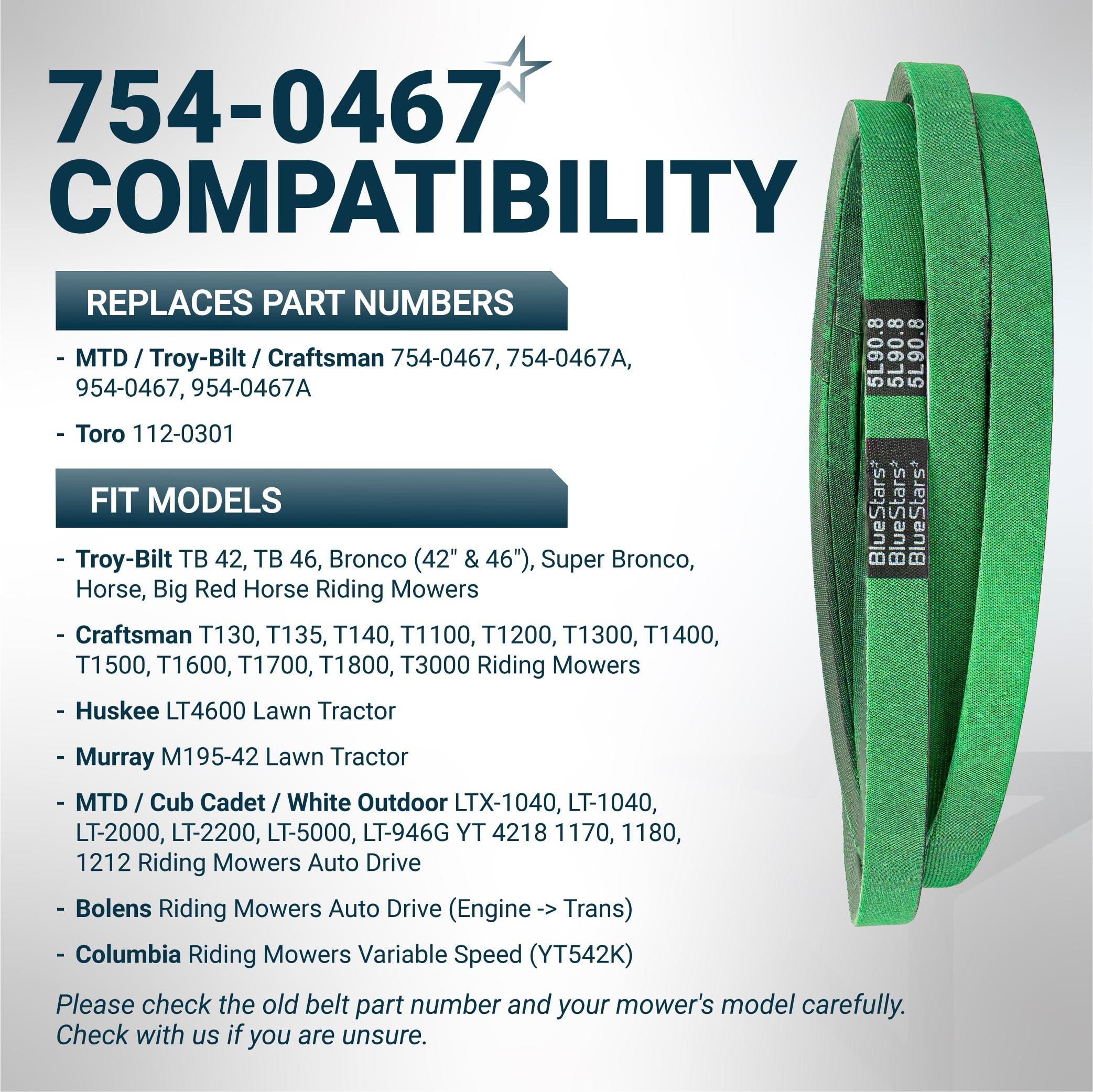 [Upgraded Grip120] BlueStars 954-0467A Lower Drive Belt - for MTD Cub Cadet LTX 1040 Troy Bilt Bronco Toro 112-0301 LX460 Craftsman Lawn Mowers - Replaces 954-0467 754-0467 Aramid Cord 5/8" x 90.8" image 5