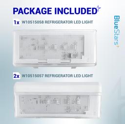[Lifetime Warranty] 2 PCS W10515057 & 1 PCS W10515058 Refrigerator LED Light - Compatible with Whirlpool WRS322FDAB00 WRS322FDAB01 Kenmore 10651729410 10641129211 Maytag MSB27C2XAM00 MSB27C2XAW00 Refrigerator thumbnail 1