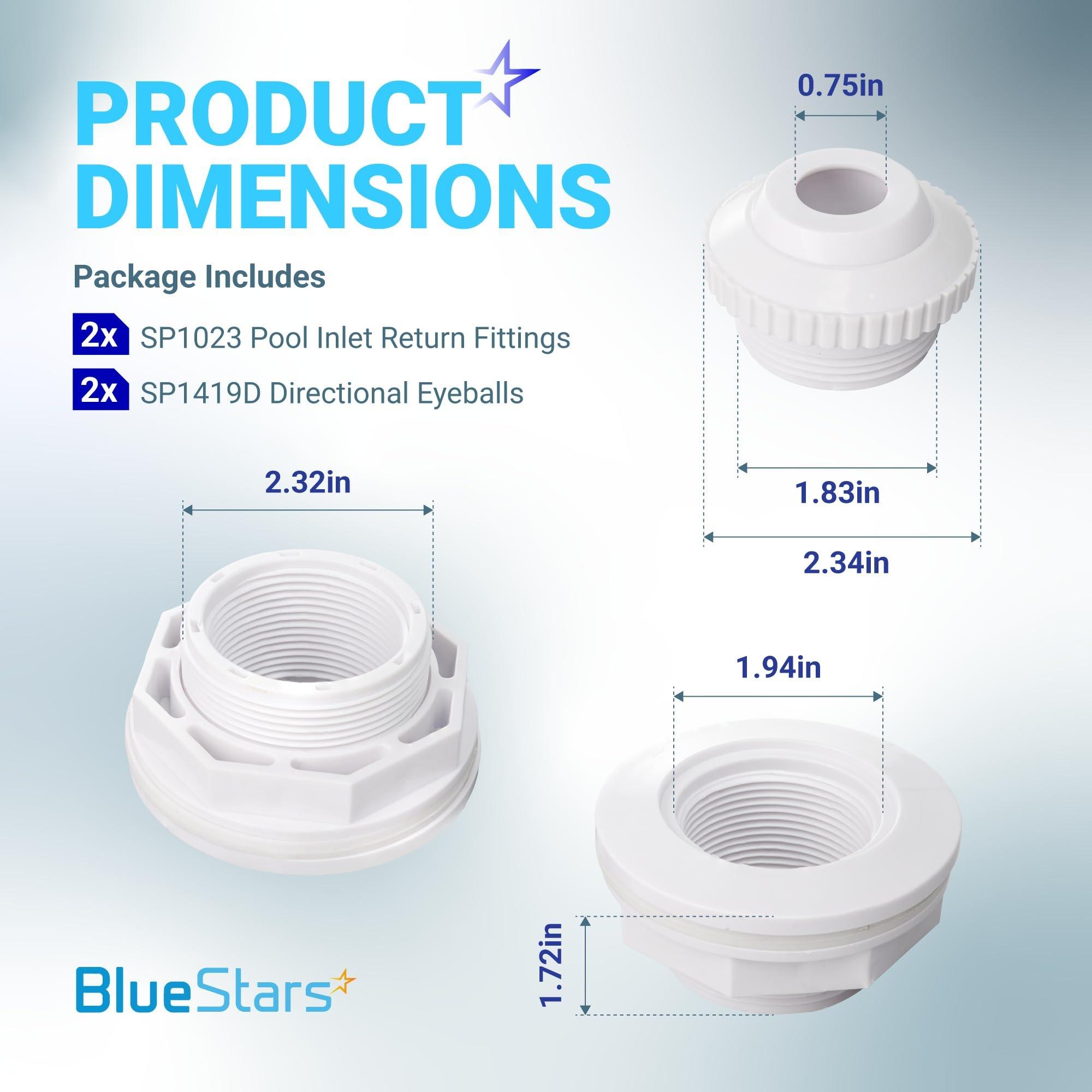 [Lifetime Warranty] SP1023 Pool Inlet Return Fitting for Hayward Above Ground Pool - 1-1/2" FIP Return Fitting with Locknut and Gasket & SP1419D Directional Flow Eyeball Jet - Pool Accessories - Pack of 2 image 1