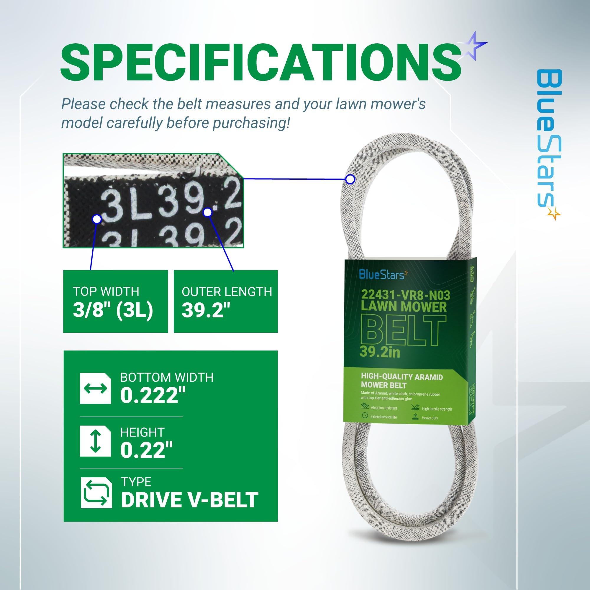 [Lifetime Warranty] 22431-VR8-N03 Drive Belt for Honda 21 Inch Walk-Behind Mowers HRN216 Series HRN216VKA HRN216VKAA HRN216VLA HRN216VLAA HRN216VYA Lawn Mower | 3/8" x 39.2" image 1