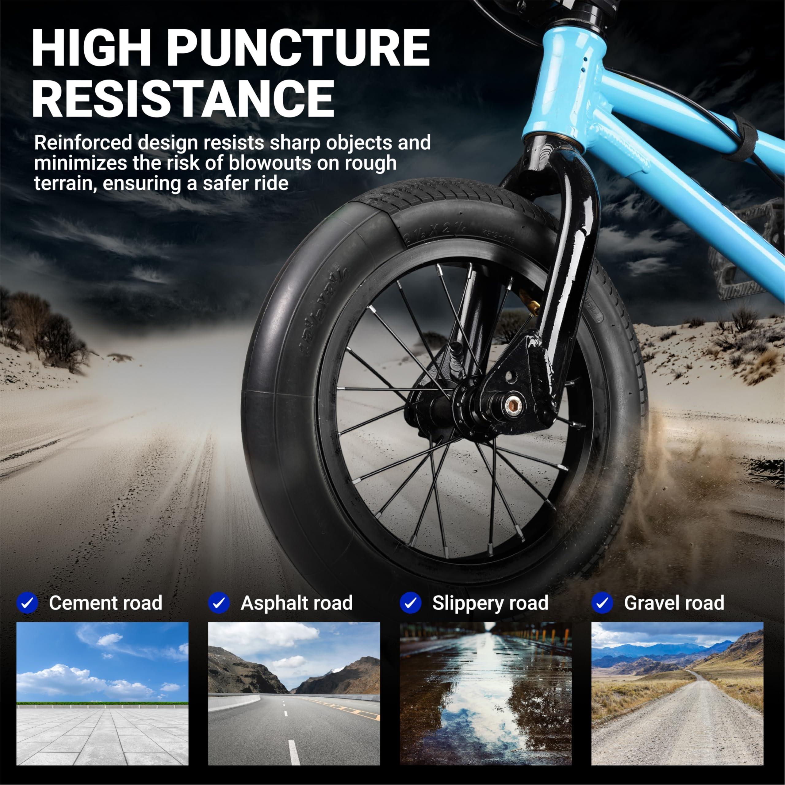 [Lifetime Warranty] 12/12.5 x 1.75/2.25 Inner Tubes with Bent Valve - Heavy-Duty 2mm Butyl Rubber - Replacement for Electric Scooters E-Bike Bicycle Tires - Pack of 2 image 4