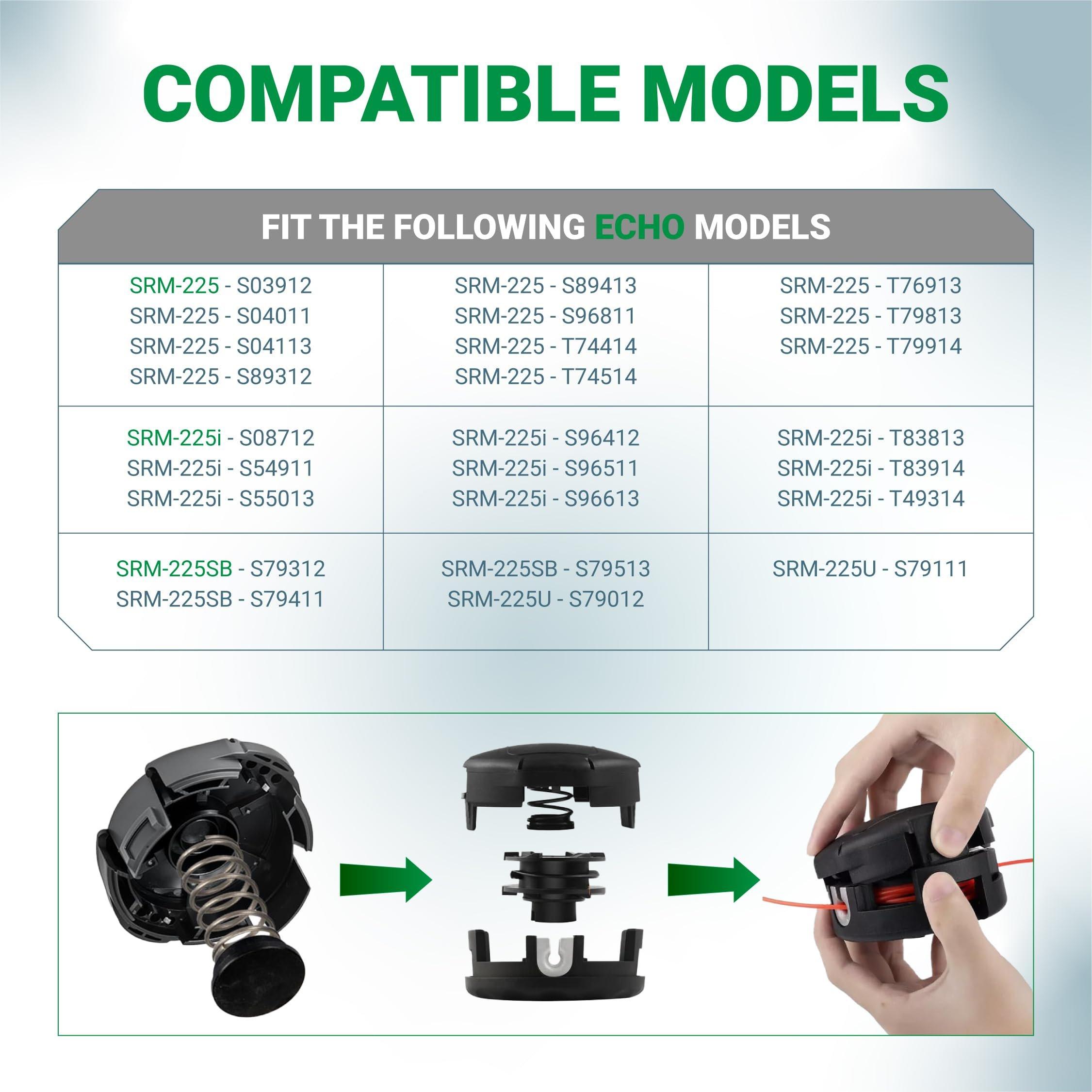 [Lifetime Warranty] Speed Feed 400 Trimmer Head Cap and Spring Kit - Compatible with Echo Weed Eater Head SRM-225 SRM-230 PAS-225 String Trimmer Echo Trimmer Parts X472000070 - Pack of 4 image 3