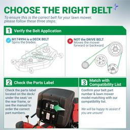 [Lifetime Warranty] M174994 Mower Deck Belt Replacement - for 42-inch Deck John Deere X330 X350 X354 X370 Lawn Mower | Heavy-Duty Aramid Cord | 1/2" x 144.8" thumbnail 3