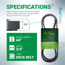 [Lifetime Warranty] 120-3335 Timing Belt - for 30-inch Deck Toro TimeMaster 21199HD 20199 20200 20975 20977 Exmark ECKA30 ECS180CKA30000 - Replaces 1203335 265-610 | 44" x 3/4" thumbnail 1