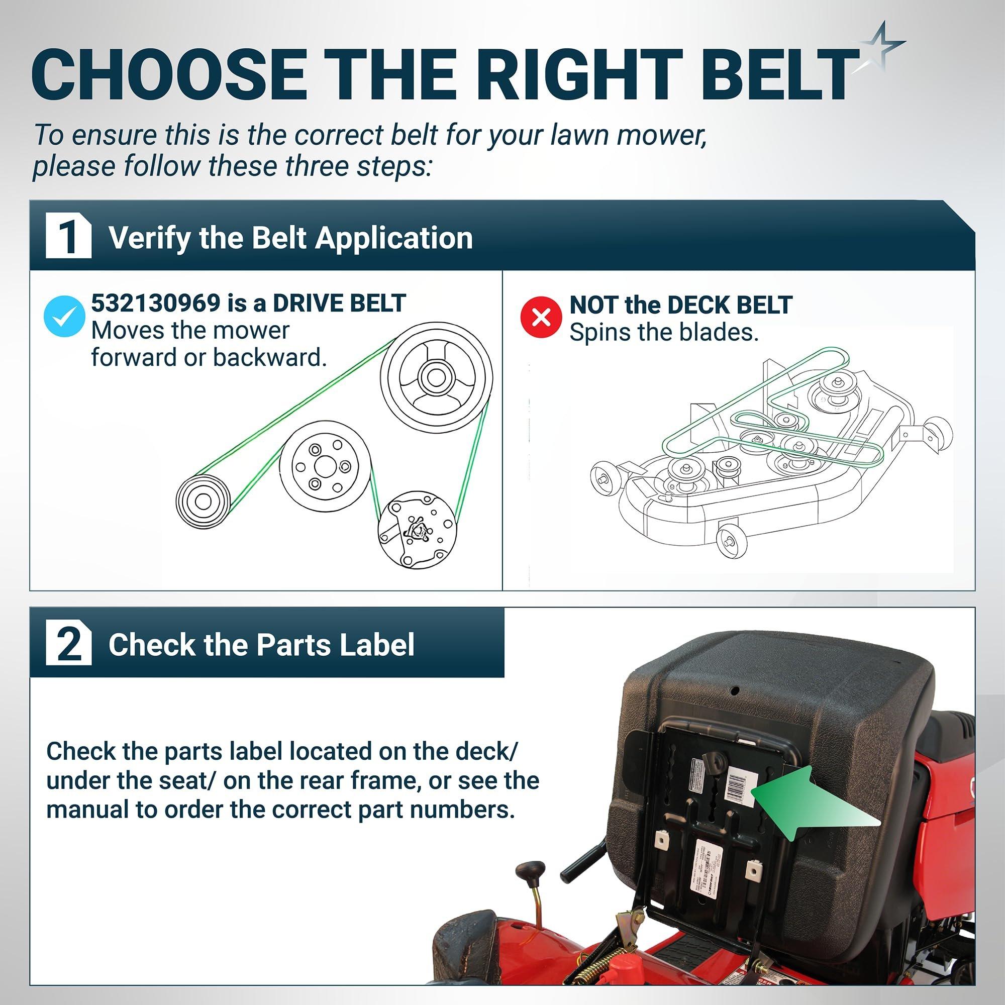 [Lifetime Warranty] [Upgraded Grip120] 532130969 130969 Drive Belt - for Husqvarna YTH24K48 YTH2348 LGT2654 YTH22V46 LGT2554 Craftsman Poulan 592855201 584444701 532 13 09-69 21546080 | 92.45" image 6