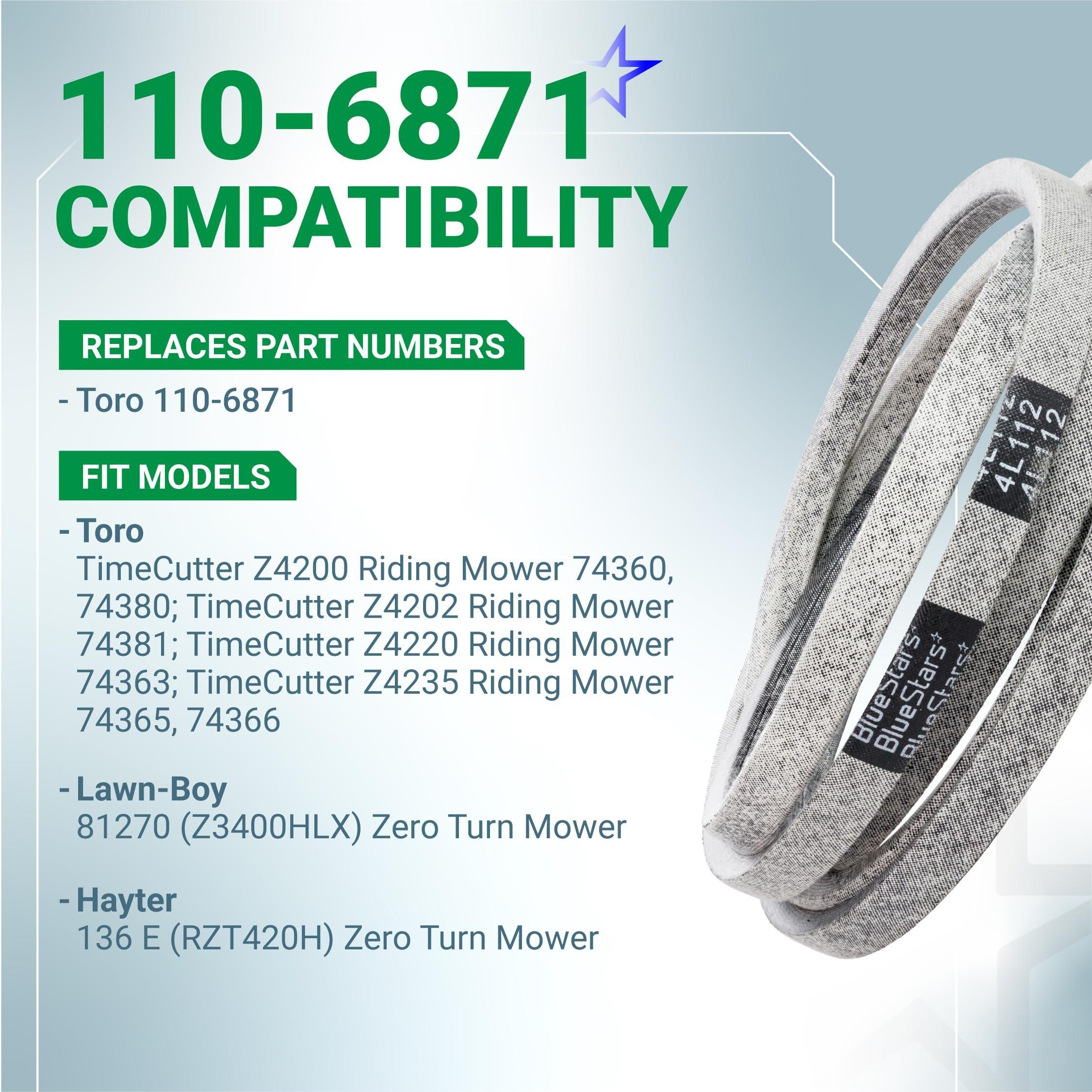 [Lifetime Warranty] 110-6871 Mower Deck Belt - for 42-inch Deck Toro TimeCutter Z4200 74360 74380 Z4220 74363 Z4235 74365 74366 Z4202 Lawn Boy 81270 Z3400HLX 1106871 Zero Turn Mower | 1/2" x 112" image 2