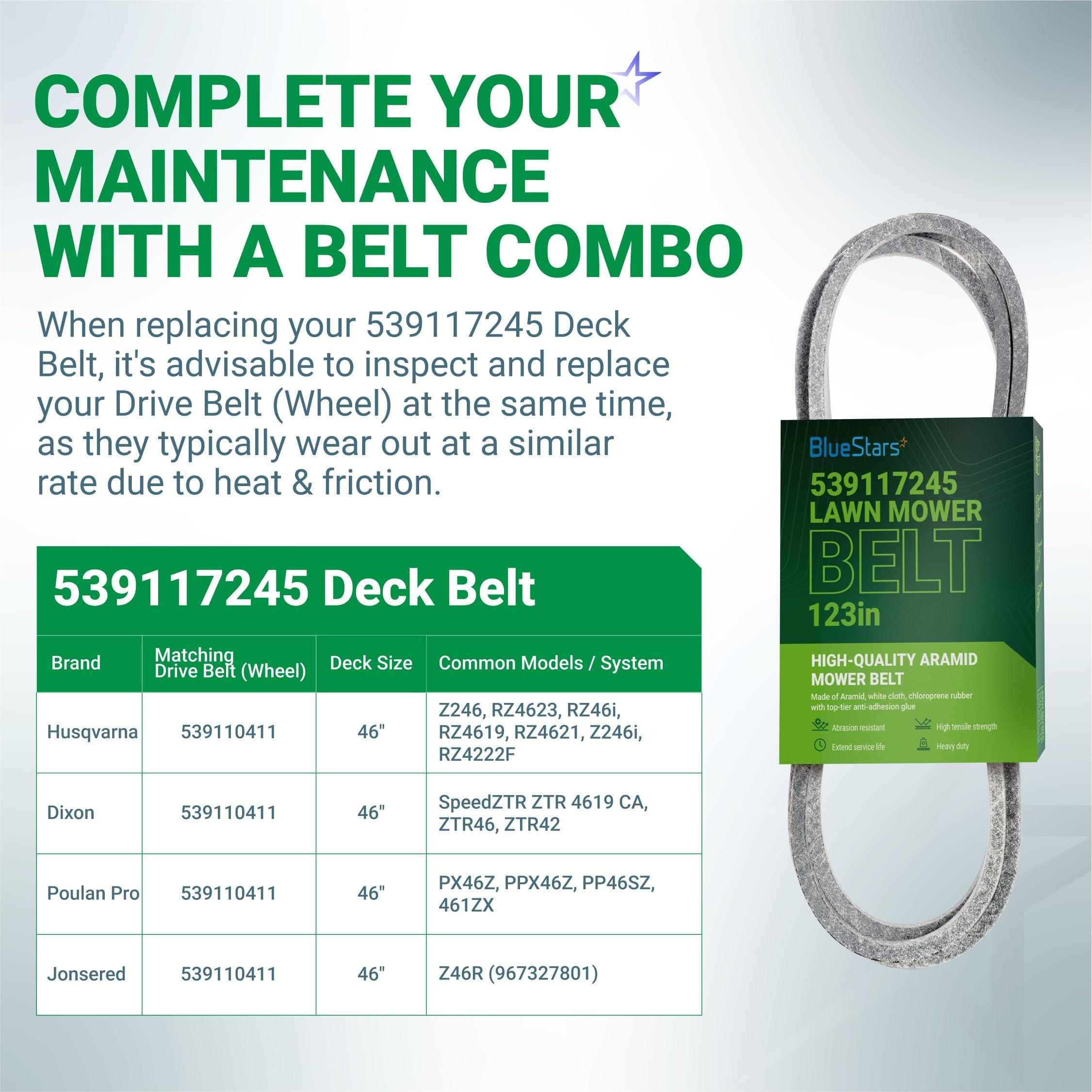 [Lifetime Warranty] 539117245 Deck Belt Replacement for 46 inch Deck Husqvarna Z246 RZ4623 RZ46i RZ4619 RZ4621 Zero-Turn Mowers - Replaces John Deere M118756 | 5/8" x 123" image 4