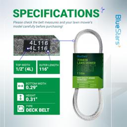 [Lifetime Warranty] 793828 793828X Deck Belt - for 42-inch Hustler Raptor 931741 933069 933937 934505US Mini FasTrak 927343 927376 Sport Mower | 1/2” x 116” thumbnail 1