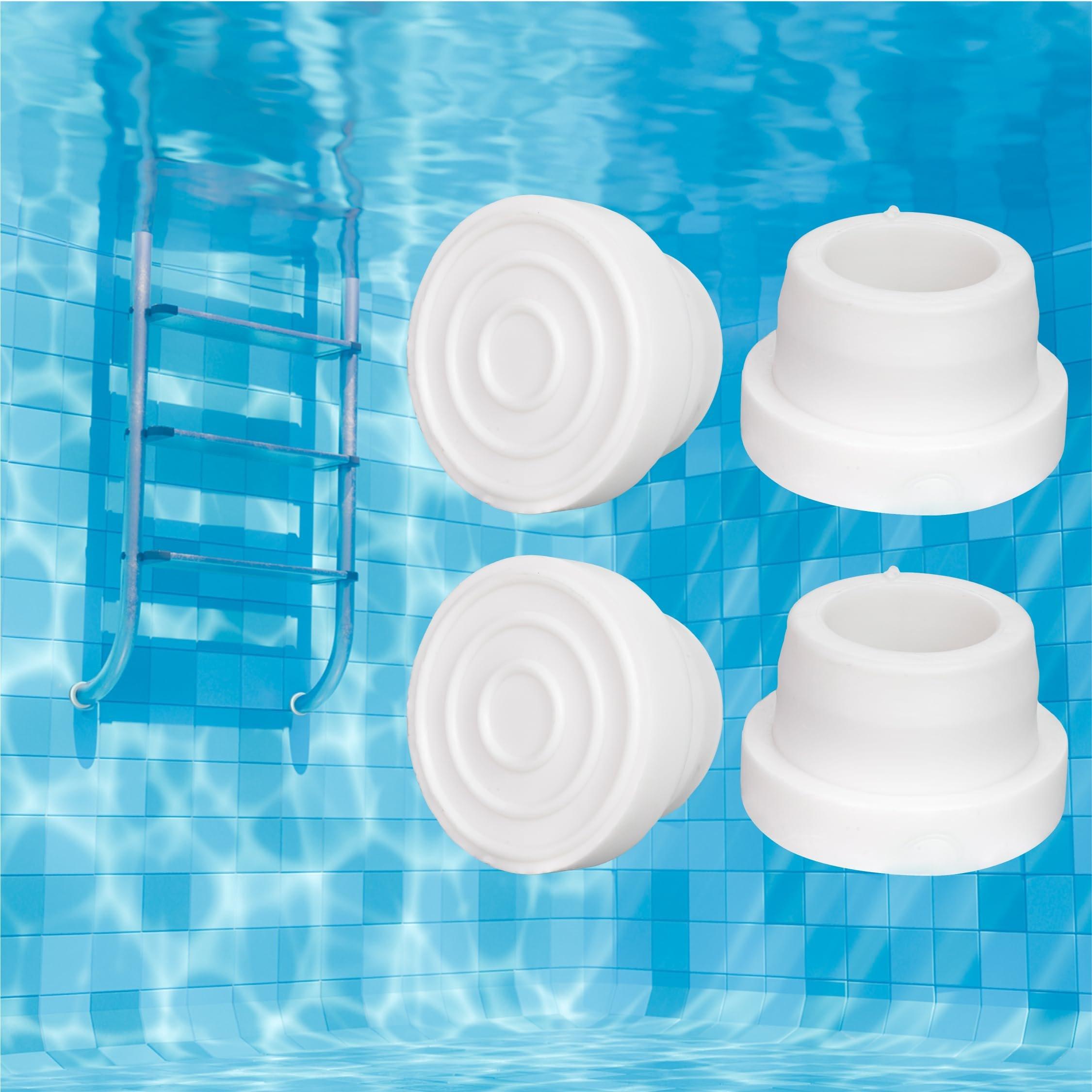 [Lifetime Warranty] Pool Ladder Bumpers for Inground Pool - Rubber Pool Ladder End Caps fit 1.9" Standard Tubing - White Inside Plug Protective Bumper Pool Step Covers, Inground Pool Ladder - Pack of 4 image 0