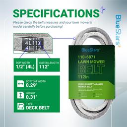 [Lifetime Warranty] 110-6871 Mower Deck Belt - for 42-inch Deck Toro TimeCutter Z4200 74360 74380 Z4220 74363 Z4235 74365 74366 Z4202 Lawn Boy 81270 Z3400HLX 1106871 Zero Turn Mower | 1/2" x 112" thumbnail 1