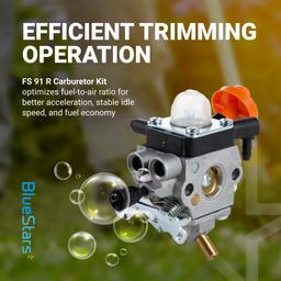 [Lifetime Warranty] FS 91 R Trimmer Carburetor Kit - Compatible with STIHL FS91R FS91 FC91 FS111 FC111 KM91R KM111R HT102 FC96 Trimmer Brushcutter 4180-120-0615 Carb thumbnail 1