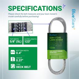 [Lifetime Warranty] 539117245 Deck Belt Replacement for 46 inch Deck Husqvarna Z246 RZ4623 RZ46i RZ4619 RZ4621 Zero-Turn Mowers - Replaces John Deere M118756 | 5/8" x 123" thumbnail 1