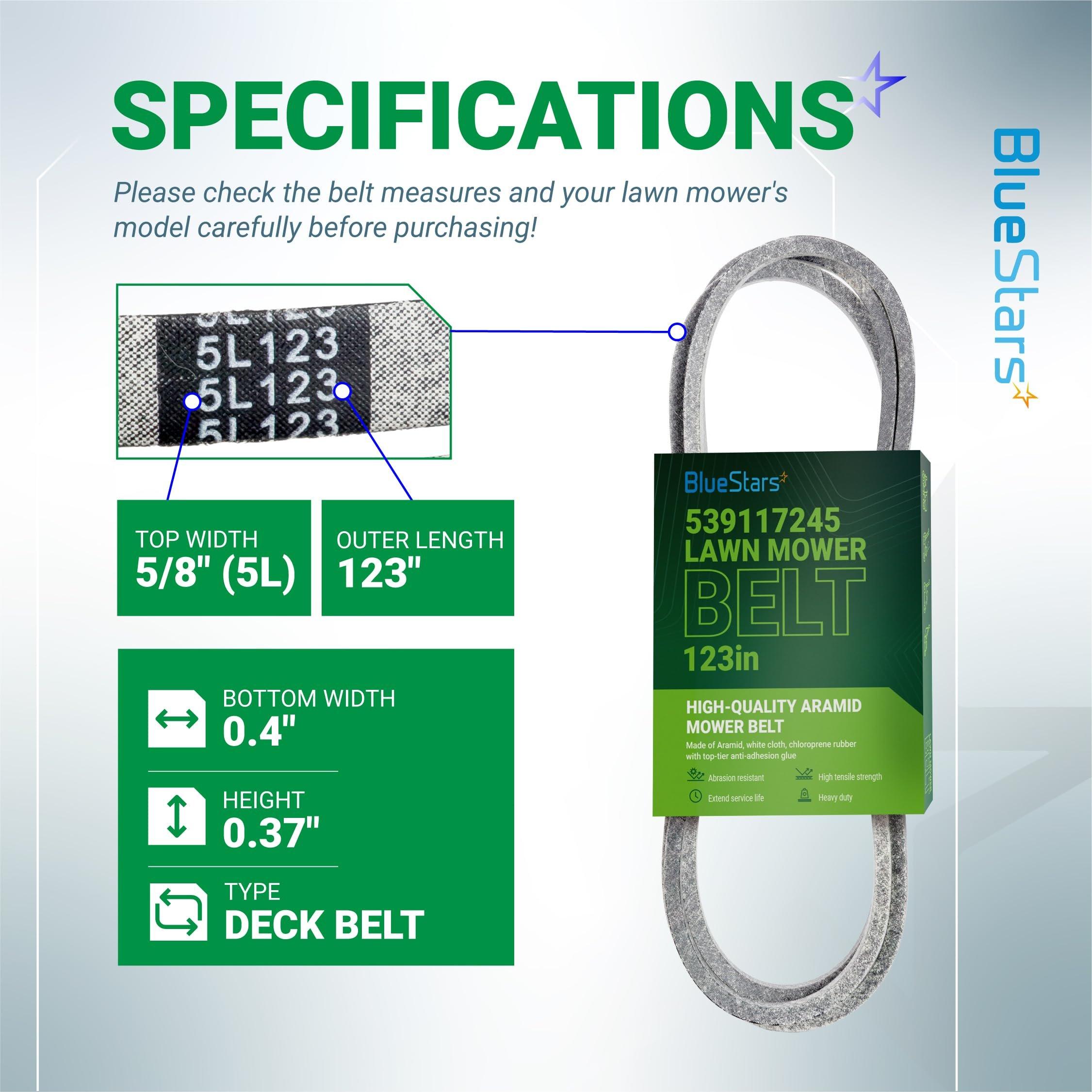 [Lifetime Warranty] 539117245 Deck Belt Replacement for 46 inch Deck Husqvarna Z246 RZ4623 RZ46i RZ4619 RZ4621 Zero-Turn Mowers - Replaces John Deere M118756 | 5/8" x 123" image 1