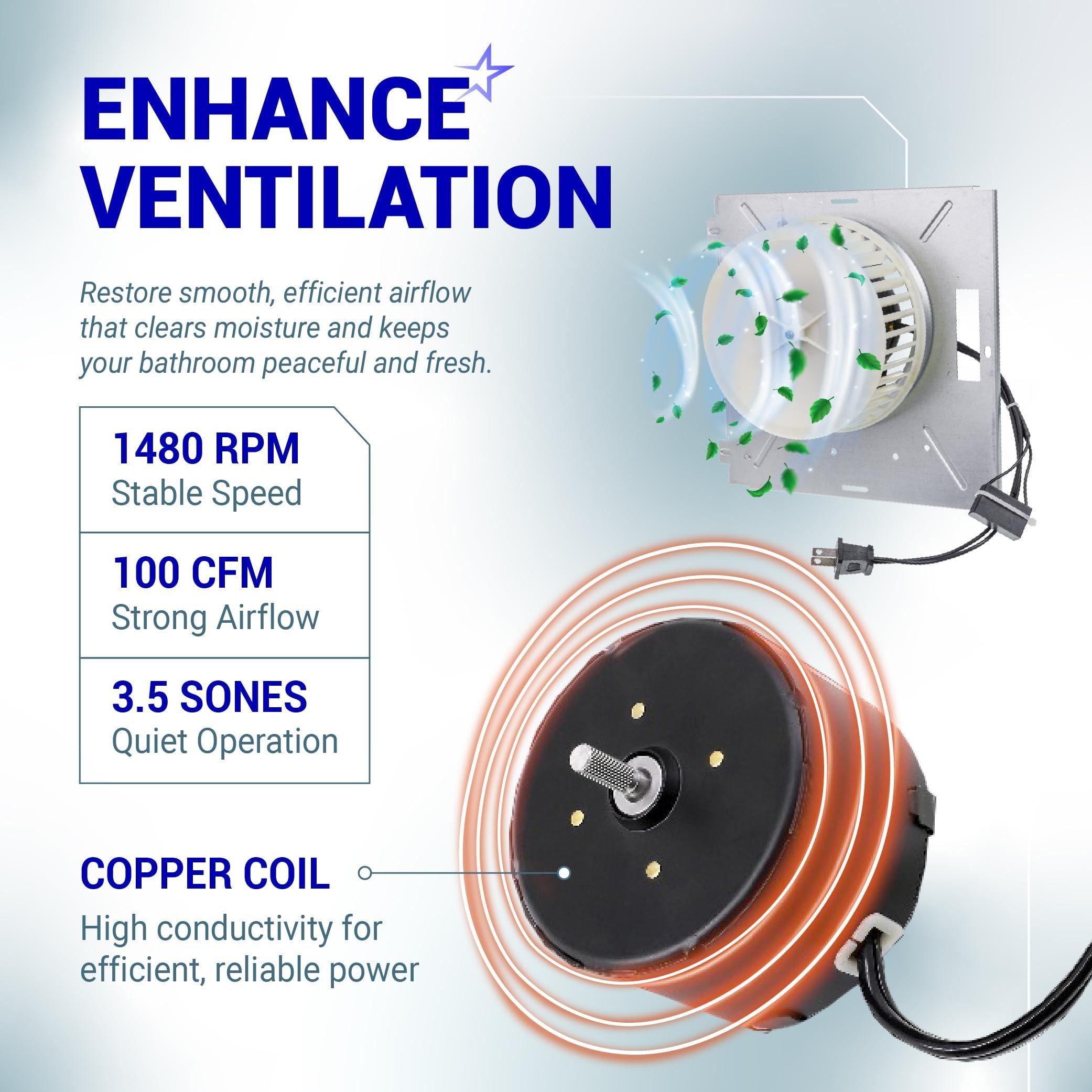 [Lifetime Warranty] 97017705 8663RP Fan Motor Assembly - Fits for Nutone 8664RP 671R 672R Fits for Boran 750 751 752 - S97017705 Bathroom Exhaust Fan Motor Replacement Parts - Replaces 86933000 JA2B104N image 2