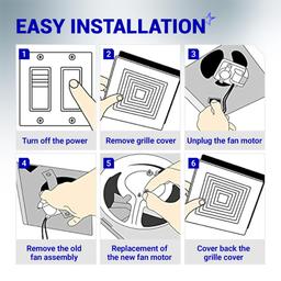 [Lifetime Warranty] 97017705 8663RP Fan Motor Assembly - Fits for Nutone 8664RP 671R 672R Fits for Boran 750 751 752 - S97017705 Bathroom Exhaust Fan Motor Replacement Parts - Replaces 86933000 JA2B104N thumbnail 6