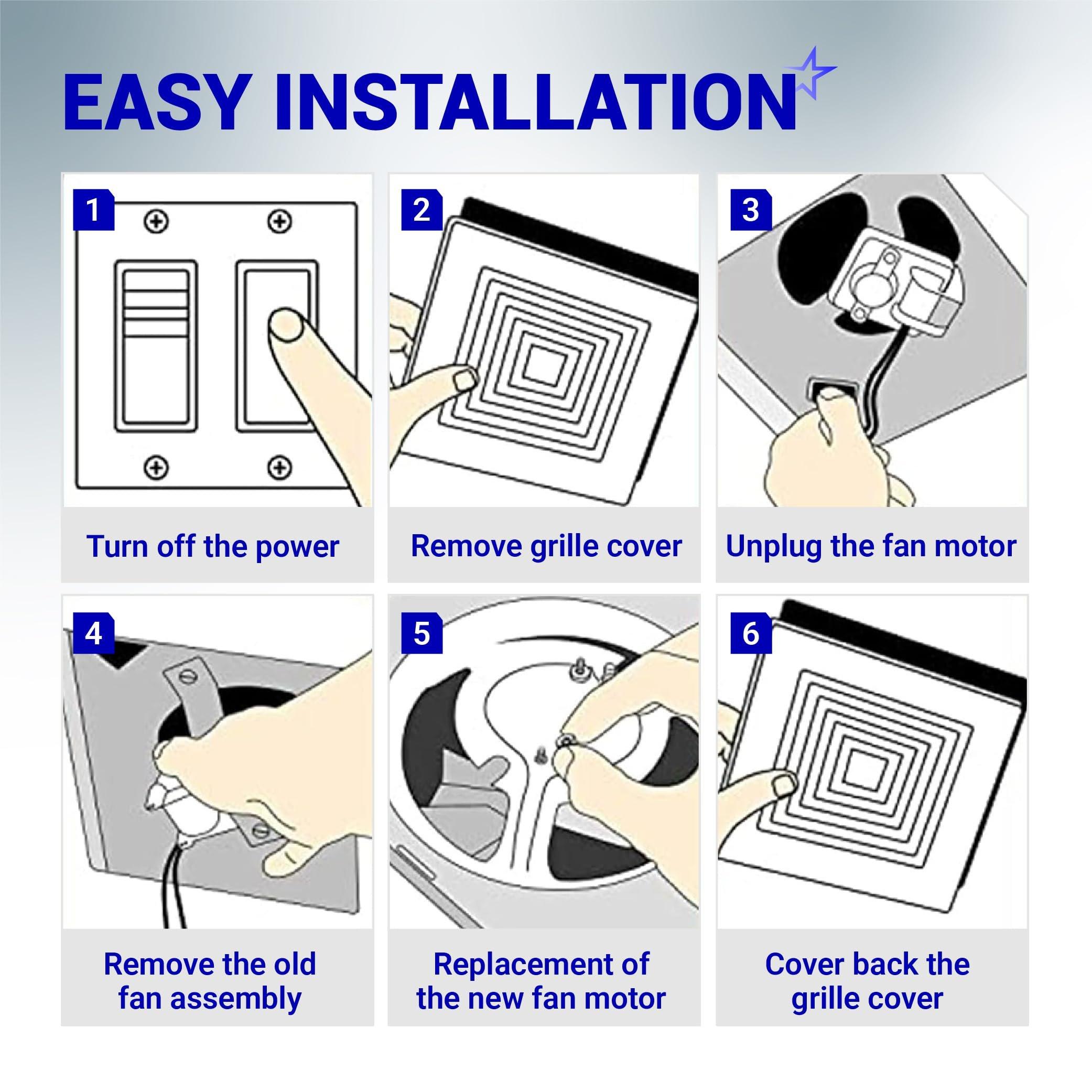 [Lifetime Warranty] 97017705 8663RP Fan Motor Assembly - Fits for Nutone 8664RP 671R 672R Fits for Boran 750 751 752 - S97017705 Bathroom Exhaust Fan Motor Replacement Parts - Replaces 86933000 JA2B104N image 6