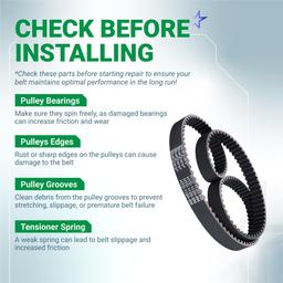[Lifetime Warranty] 120-3335 Timing Belt - for 30-inch Deck Toro TimeMaster 21199HD 20199 20200 20975 20977 Exmark ECKA30 ECS180CKA30000 - Replaces 1203335 265-610 | 44" x 3/4" thumbnail 6