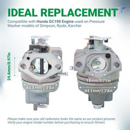 [Lifetime Warranty] 16100-Z1A-802 16100-Z1A-003 Carburetor - Fits for Honda GC160 GC190 GC190A GC190LA Pressure Washer Motor with Honda GC190 Engine - Replaces 16100-Z0J-013 16100-Z0J-003 16100-Z1A-801 thumbnail 2
