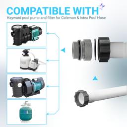 [Lifetime Warranty] 4560 Conversion Adapters Kit - Compatible with Intex Hayward Coleman, Filter Hose Conversion Kit 40mm to 1 1/2 Inch Pool Hose Adapter Fitting, Above Ground Pool Pump Connector - Pack of 4 thumbnail 3