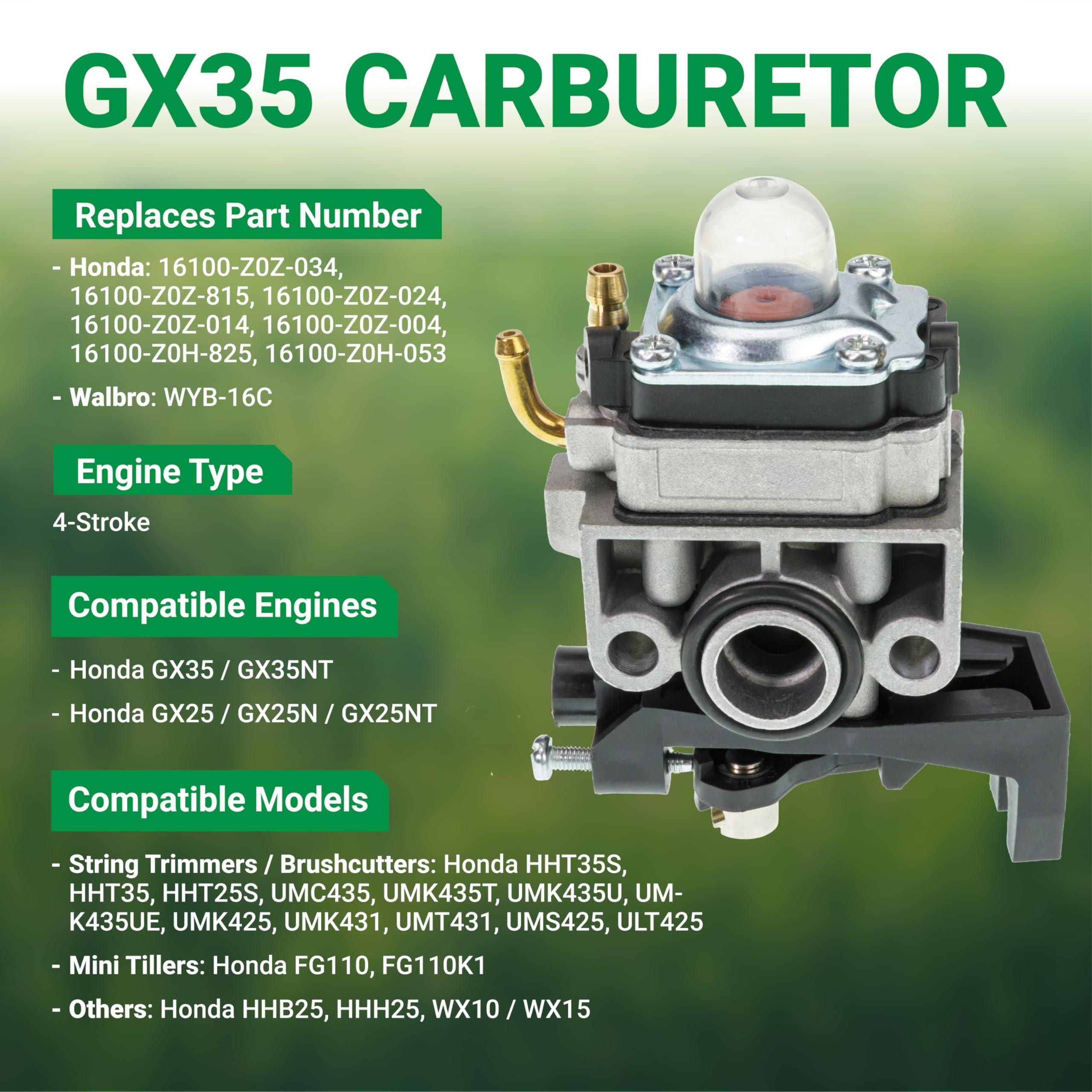 [Lifetime Warranty] GX35 Carburetor Replacement for Honda GX35 GX35NT GX25 GX25N GX25NT Engine HHT35S HHT25S UMK435 String Trimmer Brushcutter - Replaces 16100-ZOZ-034 16100-202-815 Walbro WYB-16C image 4