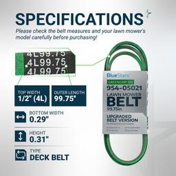 [Upgraded Grip120] 954-05021 Mower Deck Belt - for Cub Cadet Troy Bilt Super Bronco MTD Craftsman Lawn Tractor - Replaces 754-05021 490-501-C062 490-501-M062 | 99.75" x 0.5" thumbnail 1