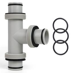 1.5" to 1.5" T-Joint Pool Hose Connector with 3 Rubber O-Rings - 3-Way Filter Pump Hose Adapter for Above Ground Swimming Pool - Replacement for Intex Hayward Coleman Sand Filter Systems thumbnail 0