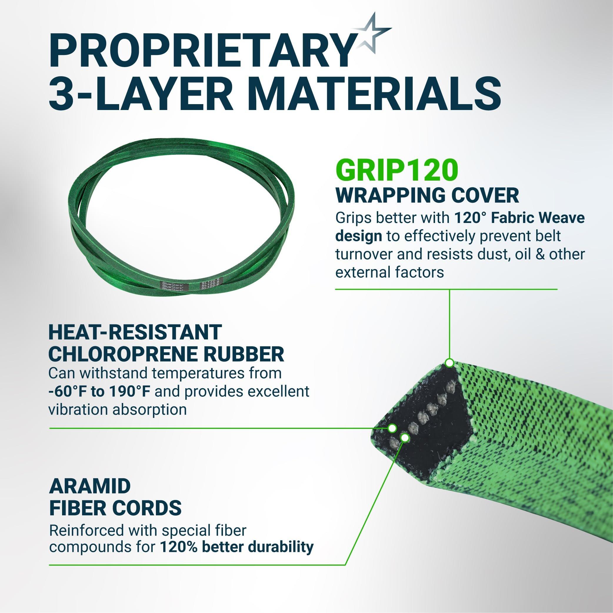 [Upgraded Grip120] M154960 Secondary Deck Belt for 54 Inch John Deere GX255 GX335 GX355 X540 X320 X530 X590 Lawn Mower - Replaces M143923 | 5/8" x 120.6" image 4