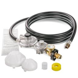 [CSA Certified] 10FT Two Stage Propane Regulator Hose and Gauge - Standard P.O.L Tank Connection and 3/8in Female Flare Fitting for Grill Heaters Fire Pit Gas Stove Generator thumbnail 0